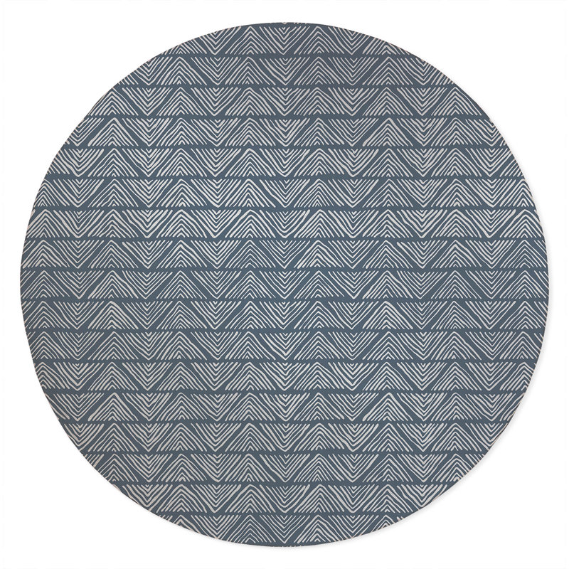 Chev Wave Stripe Non-Slip Outdoor Rug, Round 5'
