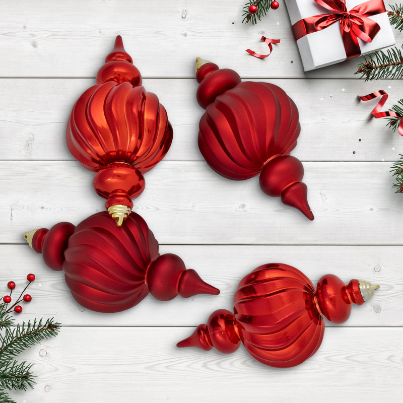 10'' Finial Ornament, Red