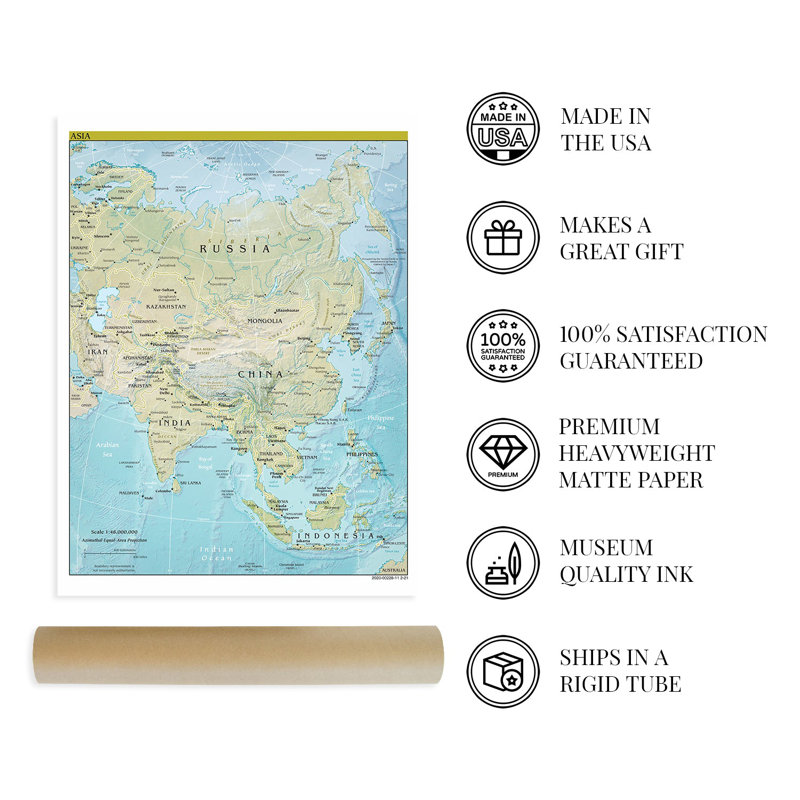 " 2021 Asia Map;2021 Asia Map ", 36" H x 24" W