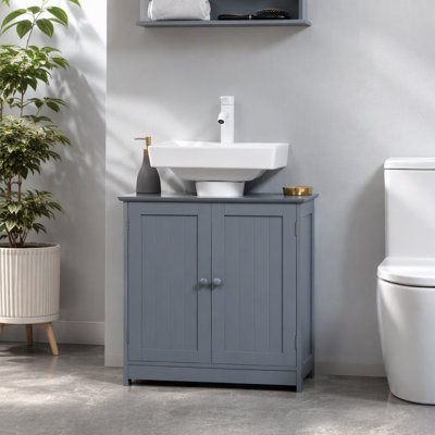 Meuble-lavabo de salle de bain sans lavabo avec 2 portes et meuble-lavabo à piédestal
