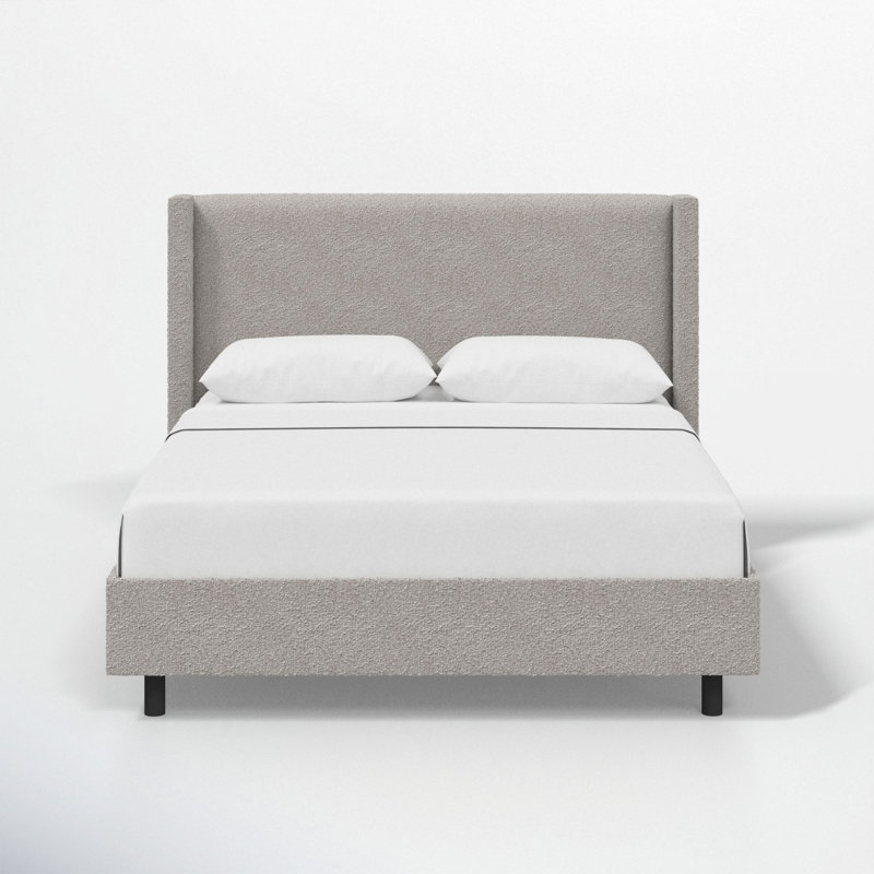 Hanson Upholstered Wingback Platform Bed, Twin, Classic Elephant Boucle