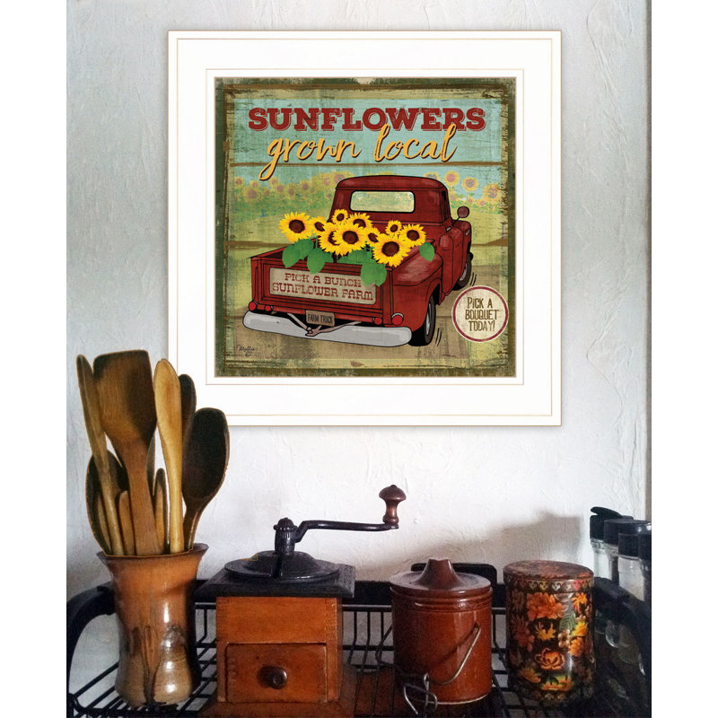 «Sunflowers from the Farm», art mural encadré pour le salon par Mollie B