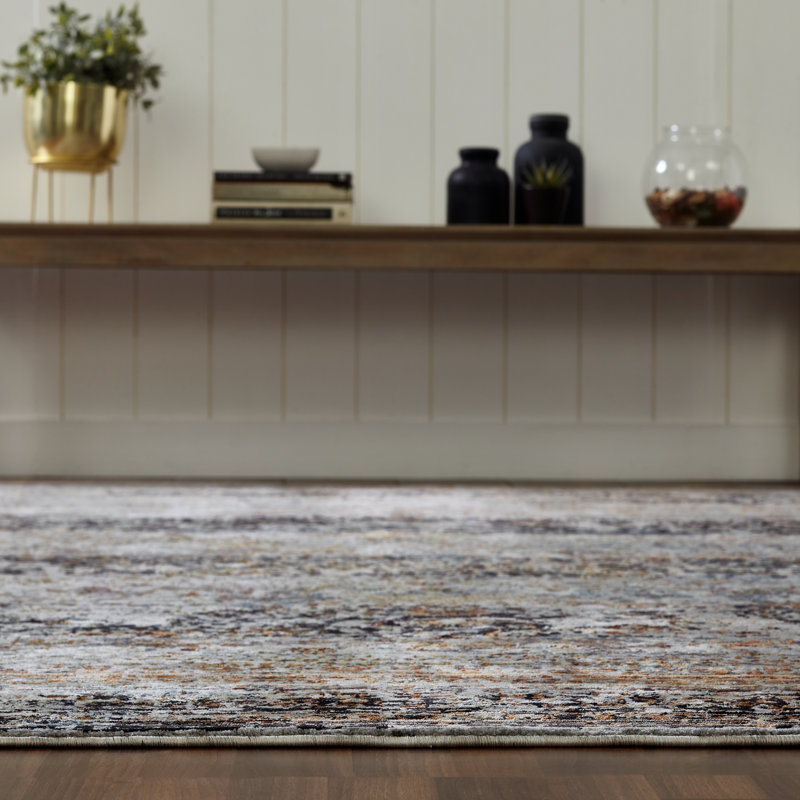 Hemet Oriental Area Rug in Gray, Square 4'