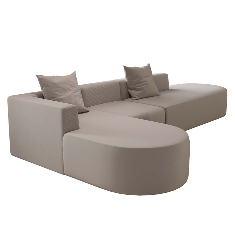 Canapé modulaire confortable en forme de L avec repose-pieds mobile, conception désossée pour le salon et la chambre à coucher, aucun assemblage requis