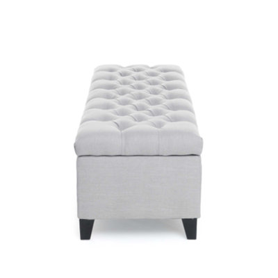 Contemporary Button-Tufted Storage Ottoman With Diamond Stitch, Versatile Seating And Storage Solution For Modern Homes.