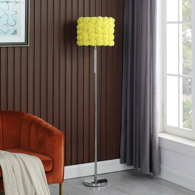 Lampe sur pied en acrylique / métal 63 "In Yellow Roses In Bloom