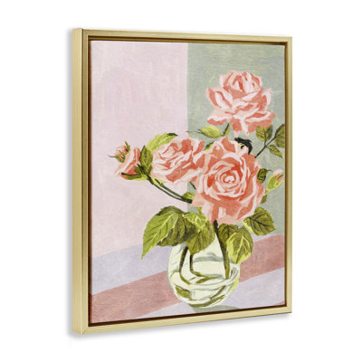  «Pink Roses on Pastels», art mural sur toile flottante par Melissa Wang