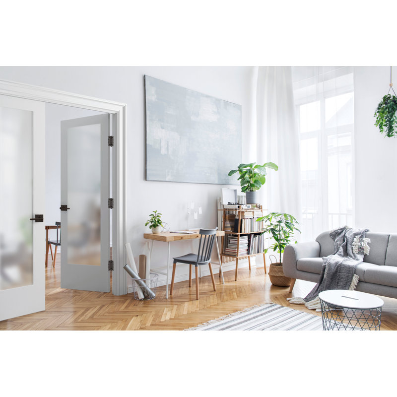 72 po x 80 po Nickel brillant verre givré composite pré-monté blanc, 72 po x 80 po, Nickel poli