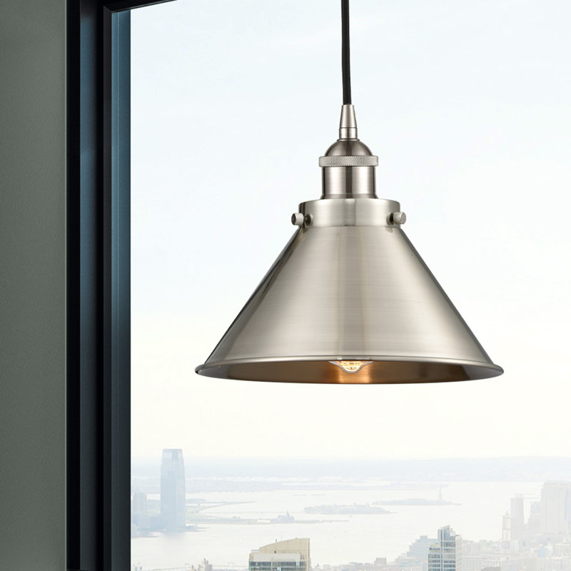 Luminaire suspendu conique à 1 lumière Legere, DEL, Nickel satiné brossé, Nickel satiné brossé