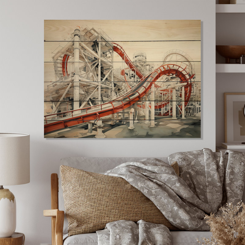 Keevis Rollercoaster Symphony II sur impression sur bois, H 24 po x l 32 po x P 0,78 po