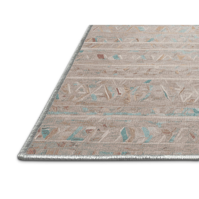 Machine Washable Beige Area Rug, Runner 2' x 5'
