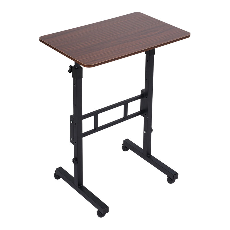 Adjustable Metal Base Floating Desk, Brown/Black
