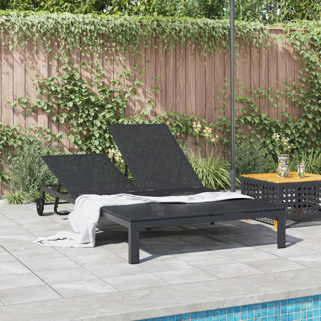 vidaXL Sunbed Reclining Poly Rattan Modern Outdoor Lounger Chair