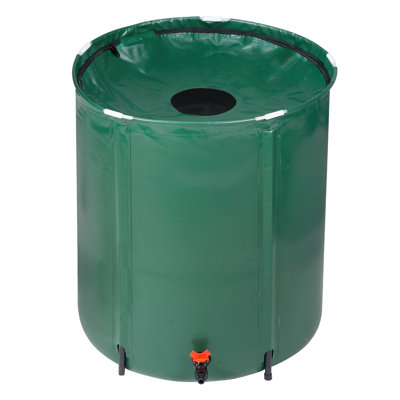 1 Collapsible Rainwater Collection Bucket, Green Model, With A Net On The Top And A Switch At The Bottom, Easy To Drain