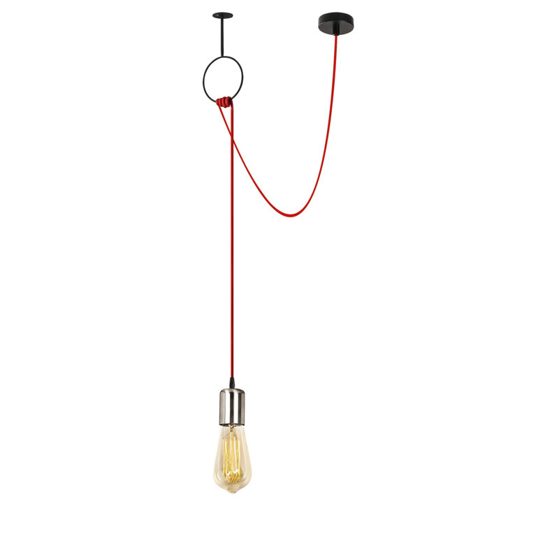 Luminaire suspendu à 1 lumière Aigar, Rouge / nickel