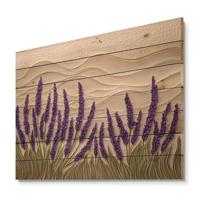 Lavande chuchotements de Provence III - Art mural traditionnel en bois sur bois de pin naturel