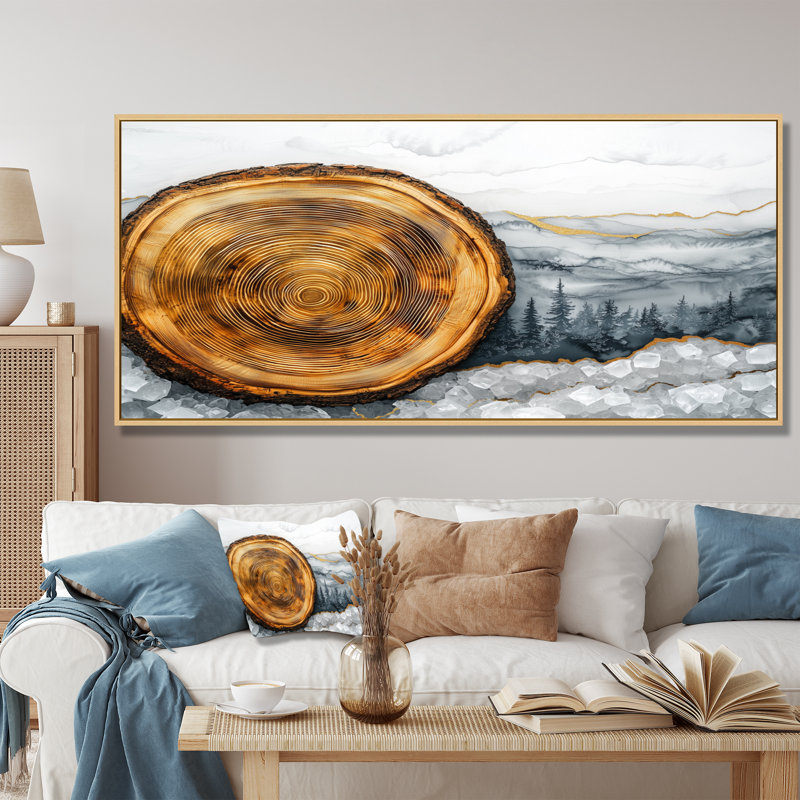 Graviela - Landscapes Wall Art, H 28 po x l 60 po, Cadre flottant, Brun