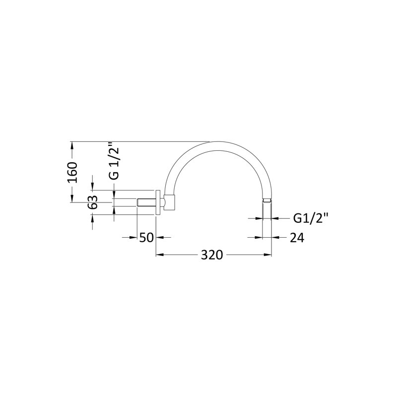 Wall Mounted Curved Shower Arm