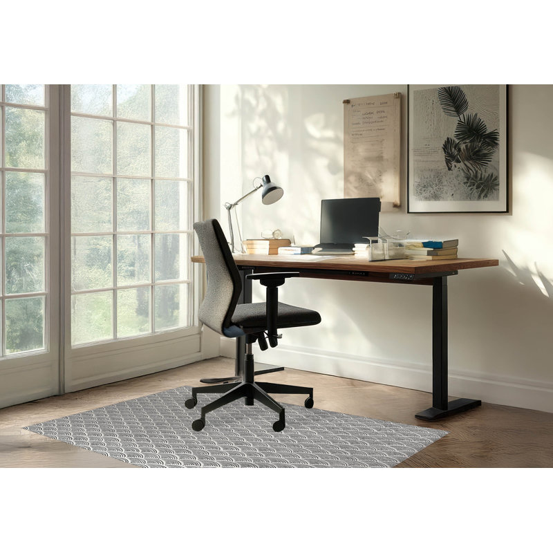 Tapis de bureau léger Rolling Waves, L 3 pi x L 2 pi, Ivoire, gris anthracite