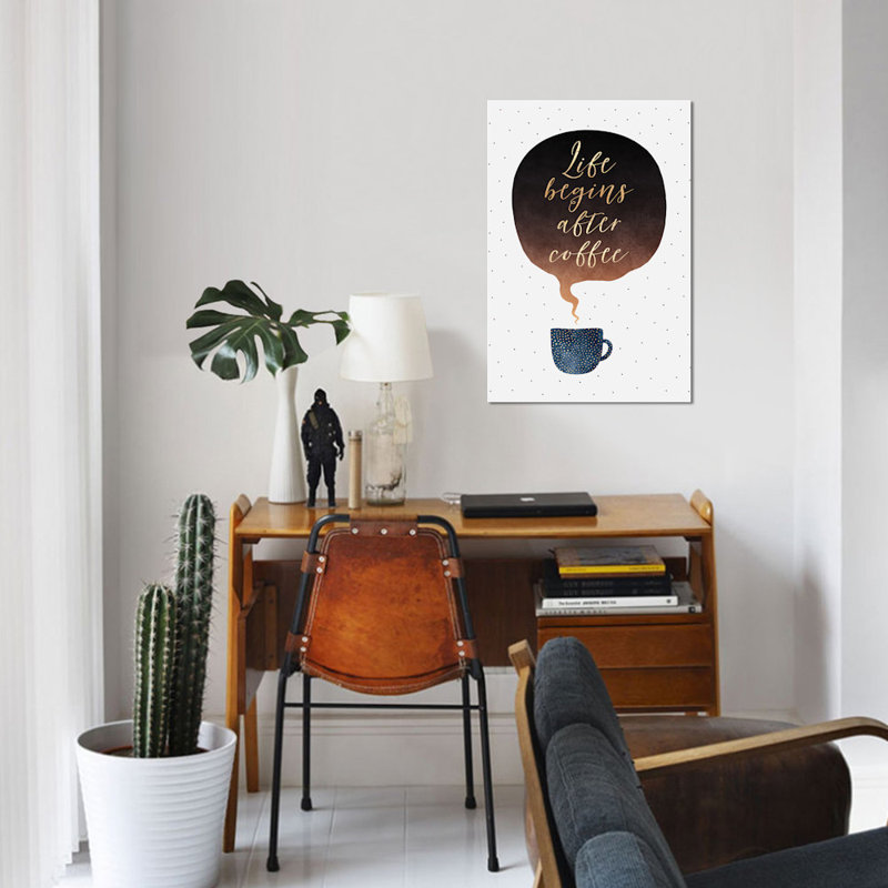 « life begins after coffee », impression sur toile, H 12 po x l 8 po x P 0,75 po