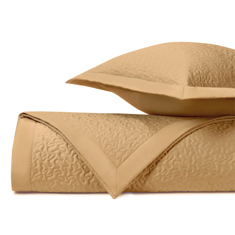 Egyptian Certified Cotton Coverlet Set, King Coverlet + 2 King Shams, Gold