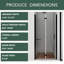 36 po X P 72 po H Porte de douche pliante semi-sans cadre en chrome avec verre trempé transparent-94573367