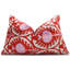 Oreiller en velours rouge et rose - coussin lombaire fait à la main 16 x 24 po