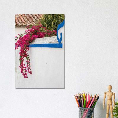 Beautiful Bougainvillea Blooming In Town IV, Portugal, Obidos, Portugal 1 Piece Wrapped Canvas Wall Art