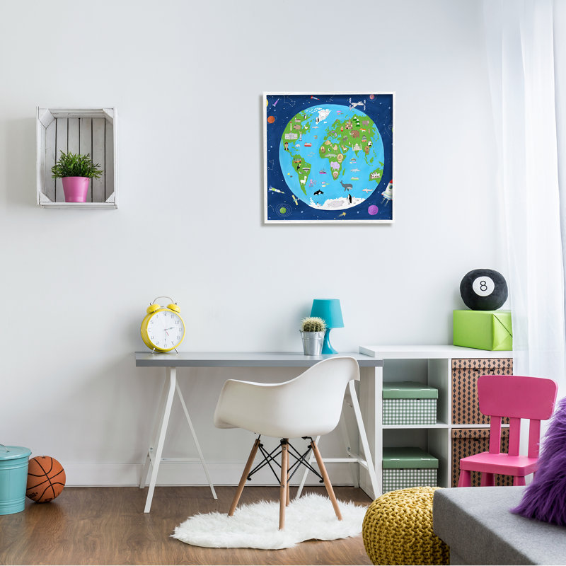 Étoiles de la Terre et de l'espace, Giclée encadrée blanc bord de mer, H 24 po x l 24 po x P 1,5 po