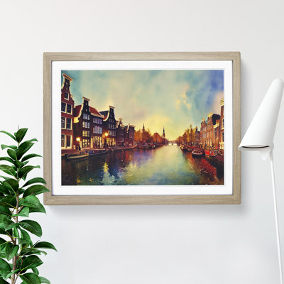 Amsterdam Canal Watercolour - Framed Print