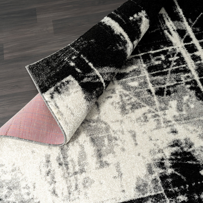 Stourbridge Abstract Area Rug in Black, Rectangle 7'9" x 9'9"