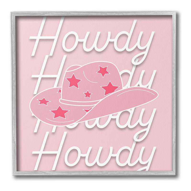 Bc-678_FG "Soft Pink Howdy", cadre unique par Corrine Rose Design sur toile, H 24 po x l 24 po, Estampe numérique Farmhouse
