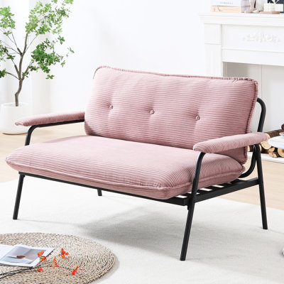 Pink 53 - Inch 2 Seat , Metal Frame, Blend Fabric, Home Office, Bedroom Seating Inch Pink Person With Blend, Sponge Cushion, Metal Frame For Home Seating