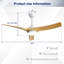 52 Inch Modern Ceiling Fan With 18W LED Light And Remote Control 3 ABS Blades DC Motor For Bedroom