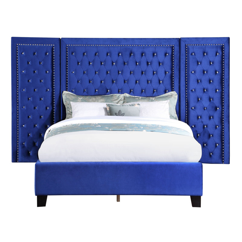 Shiloh Upholstered Bed, Blue, Queen
