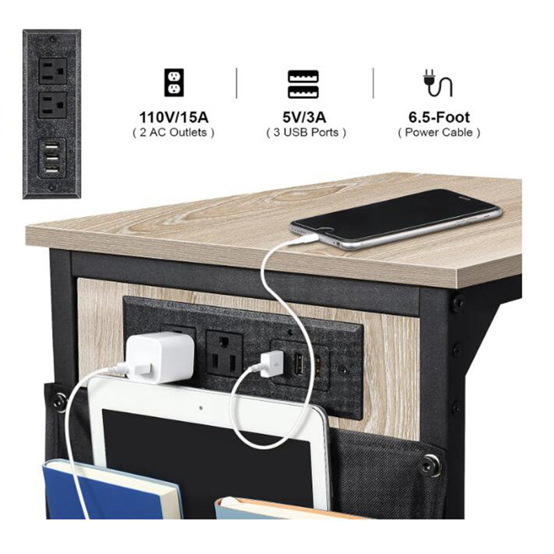 Netram End Table Set and Built-In Outlets