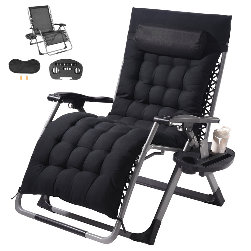 Zero Gravity Chair Zero Gravity Recliner Lounge Chair Indoor & Outdoor, Black, 37" H x 32" W x 6" D