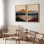 «Mid-Century Modern Brown Mountain Lake Landscape Decor», art mural, impression sur toile, 2 pièces-99016292-99016290