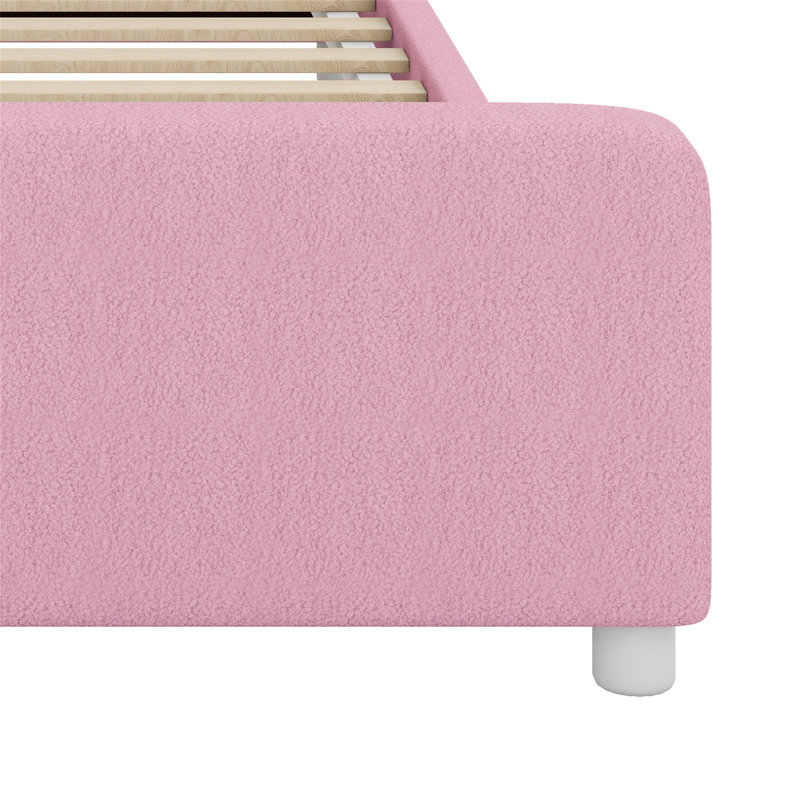 Lit de jour rembourré avec dossier en forme de nuage, Lit simple, Rose