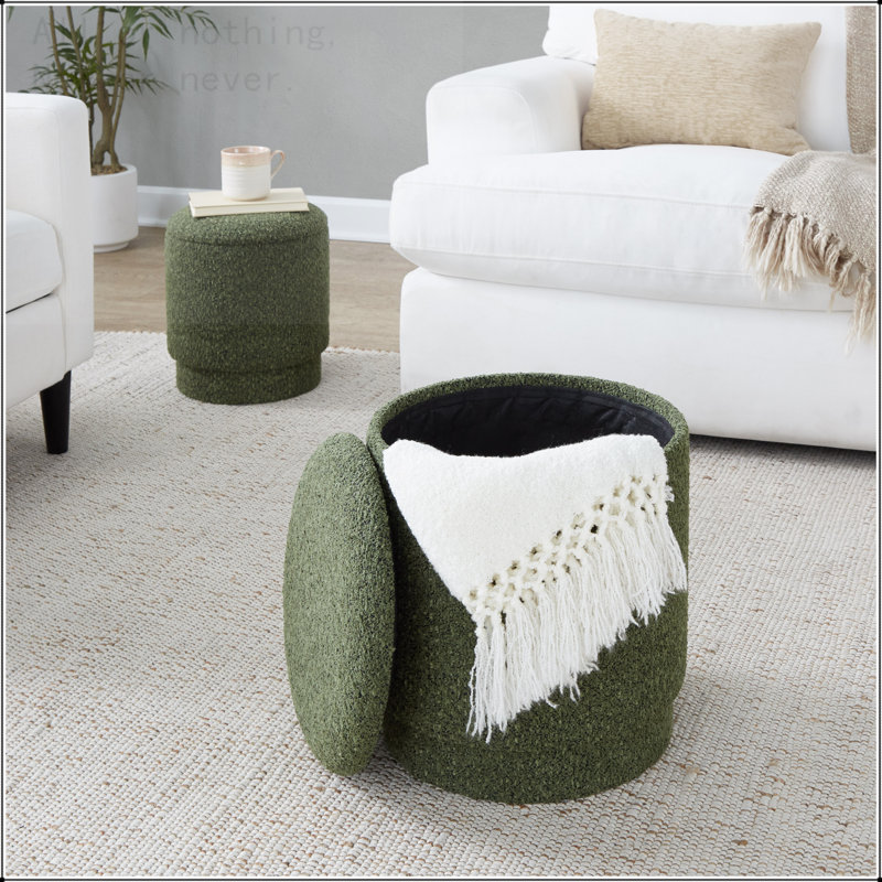 Ottoman Set in Fabric, Fabric - Green