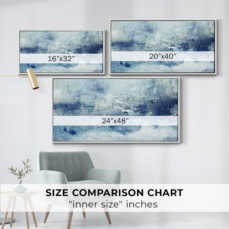 «Blue Cloudscape», toile tendue avec châssis, prête à accrocher, H 17 po x l 33 po, Blanc
