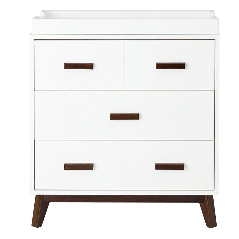Scoot 3 Drawer Changing Table, White/Walnut