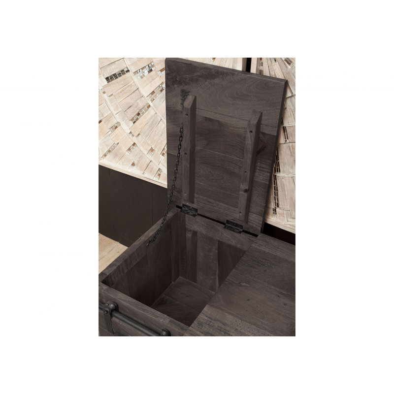 Railway Solid Wood 70 cm W Chest of 2 Drawers, Lacquered Grey