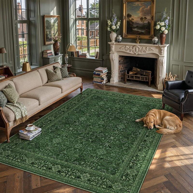 Isla Vintage Oriental Machine Washable Area Rugs With Non-Slip Backing, Rectangle 8' x 10', 0.28"