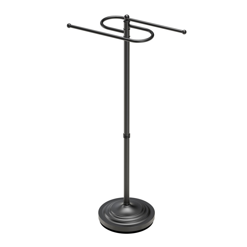 Porte-serviettes sur pied | Porte-serviettes sur pied 38 po, base lestée et rembourrée, Noir mat