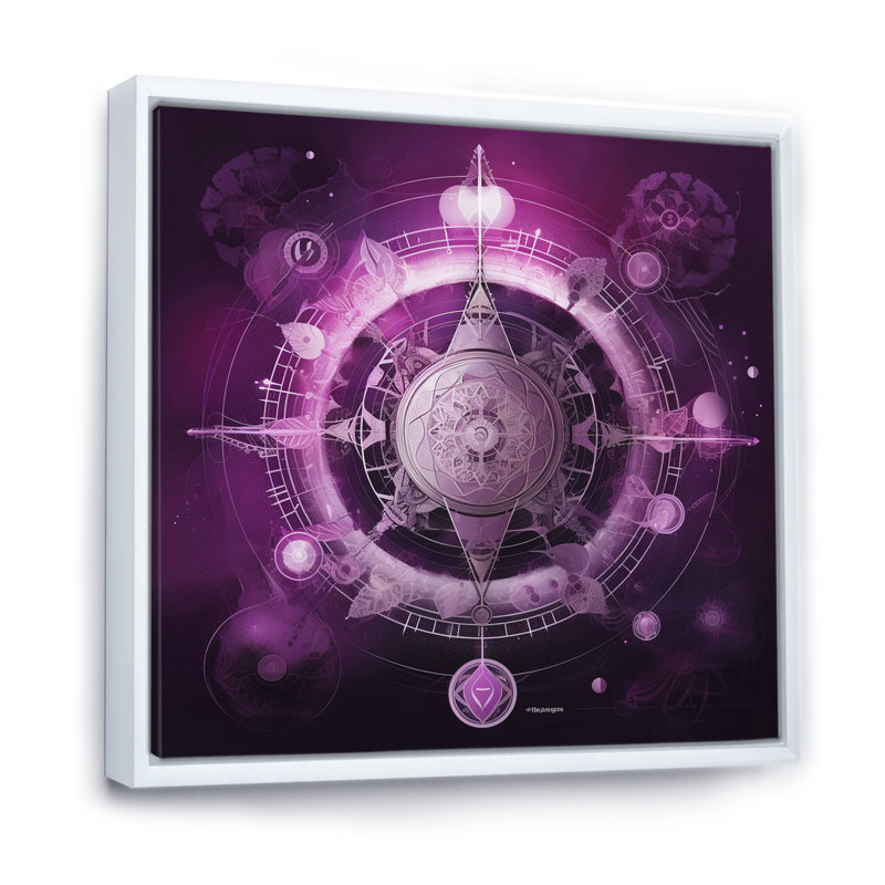 Mystique fuchia sacré Chakra portail I, H 16 po x l 16 po x P 1 po, Cadre flottant blanc