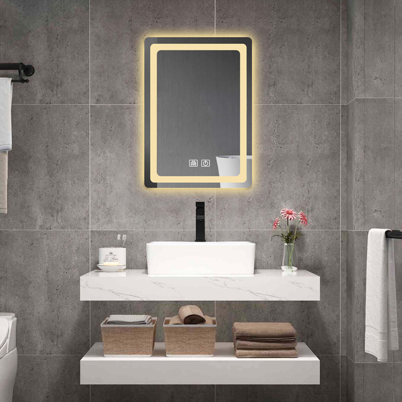 LED Single Bathroom Vanity Mirror In Polished Crystal Bathroom Vanity LED Mirror For Bathroom Wall Smart Lighted Vanity Mirrors