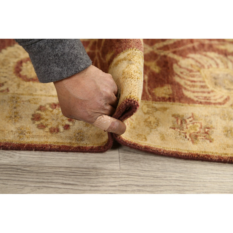 Tapis rouille en laine noué à la main de conception unique 2 pi 7 po x 7 pi 9 po New Age