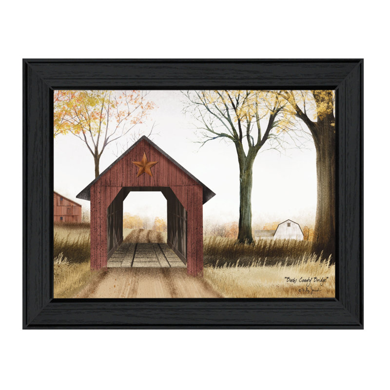 'Bucks County Bridge' Framed Graphic Art Print