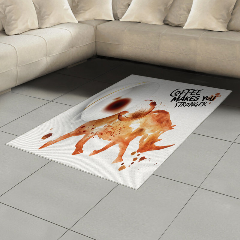 Coffee Art High Density Long Fiber Poly Threads Decorative Area Rug Carpet, Rectangle 4' x 5'8"